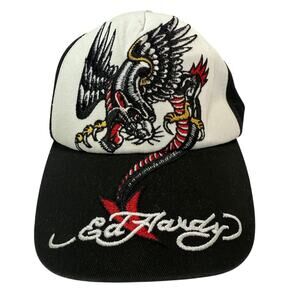 Vintage Y2K Ed Hardy Christian Audigier Kids Baseball Hat Dragon, Tiger & Eagle